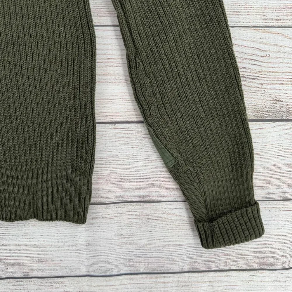 Vintage SEBO Knitwear Army Wool Commando Military Sweater Mens 40 Green Rib Knit